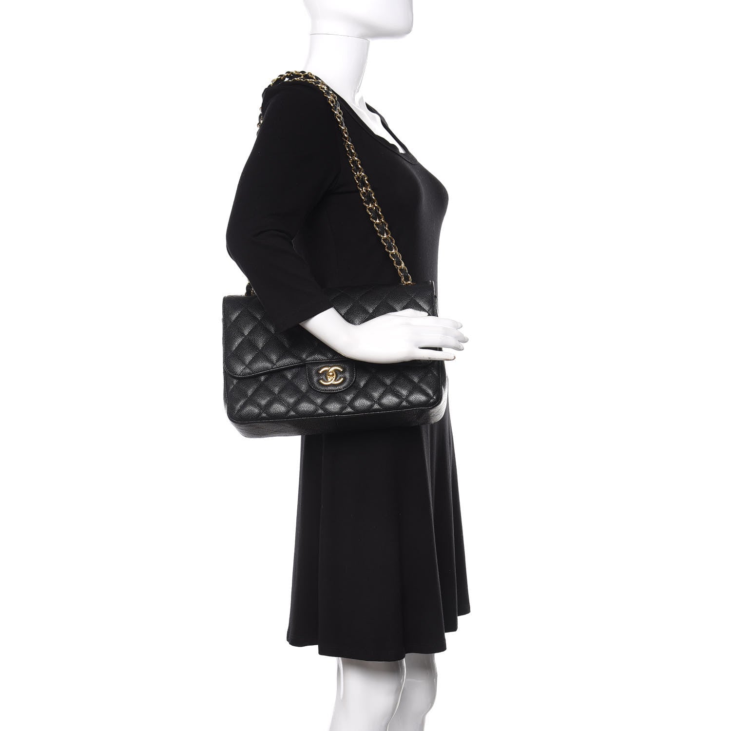 Chanel Caviar Quilted Jumbo Double Flap Black 2 of 12