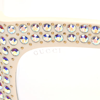 Gucci Acetate Crystal Oversize Hollywood Forever Sunglasses GG0144S Ivory 8 of 8
