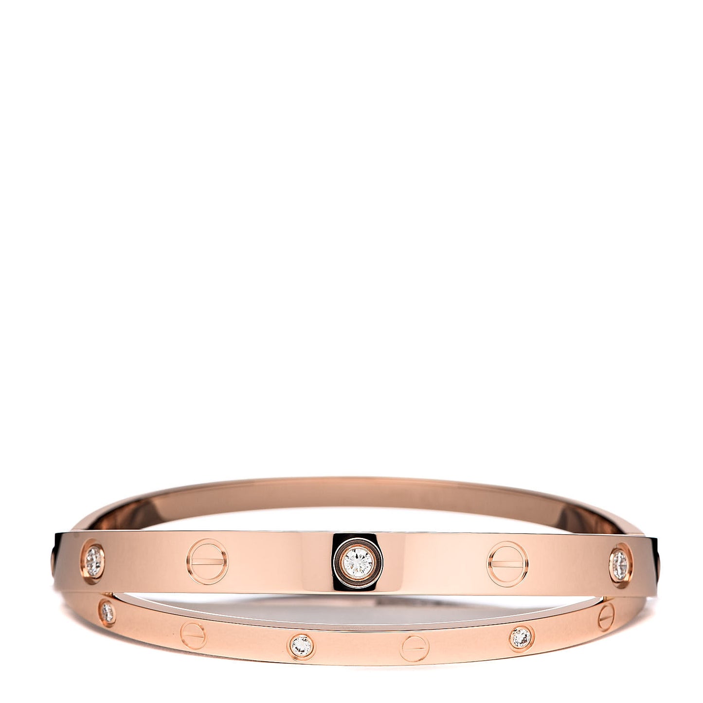 18K Pink Gold 12 Diamond Double LOVE Bracelet 16