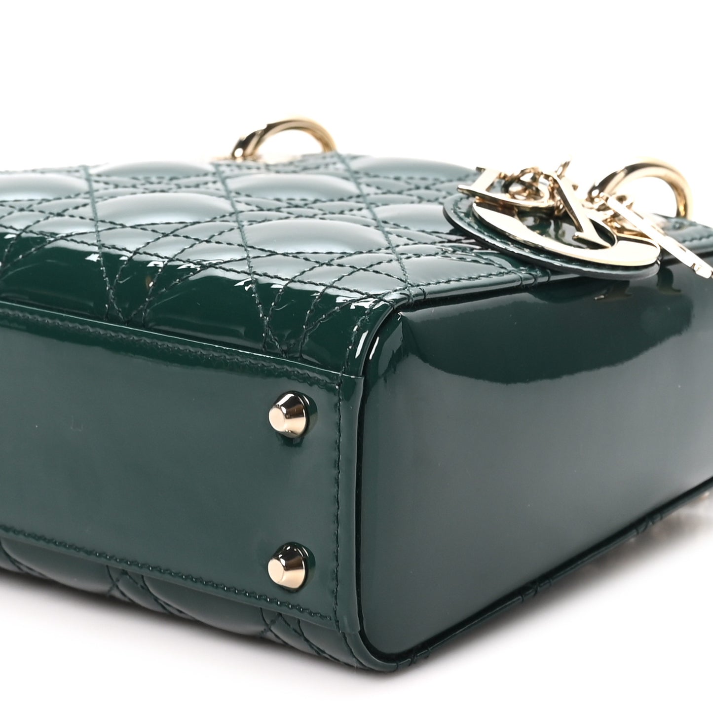 Patent Cannage Mini Lady Dior Pine Green
