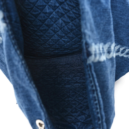 Chanel Denim Printed Shopping Bag Blue 6 of 13