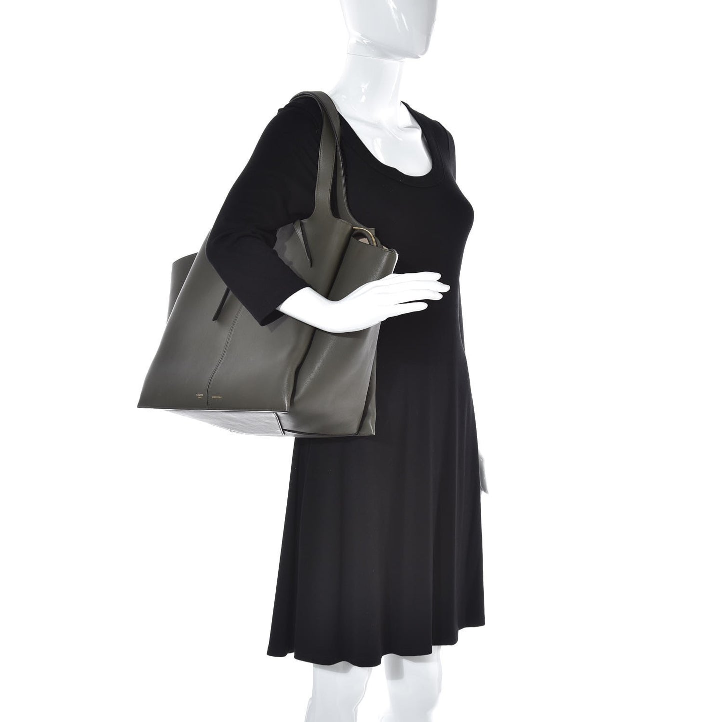 Supple Natural Calfskin Vertical Tri-Fold Bag Stone