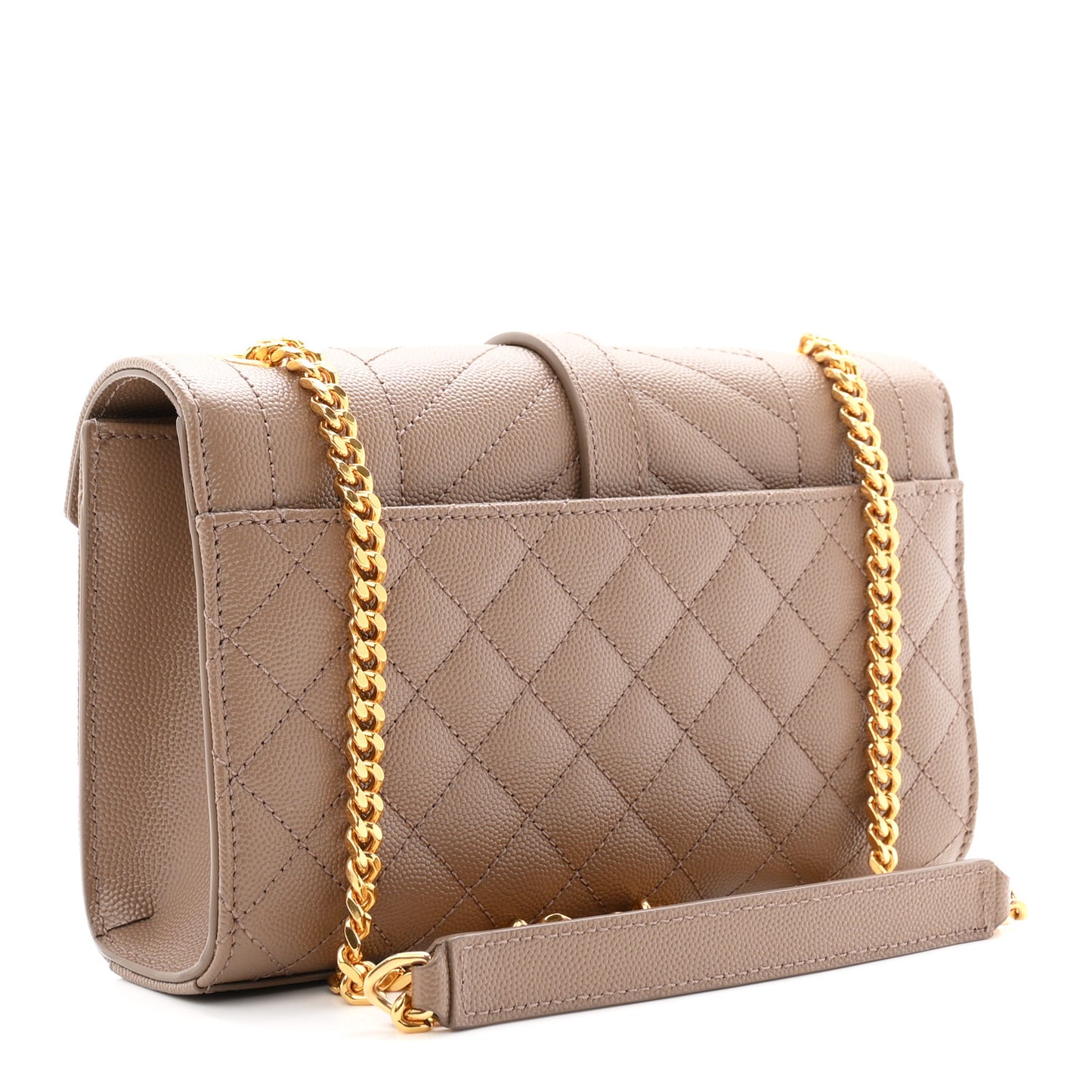 Grain De Poudre Textured Mixed Matelasse Triquilt Small Monogram Satchel Taupe