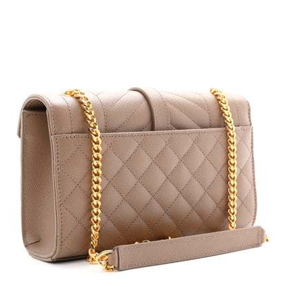 Saint Laurent Grain De Poudre Textured Mixed Matelasse Triquilt Small Monogram Satchel Taupe 3 of 10