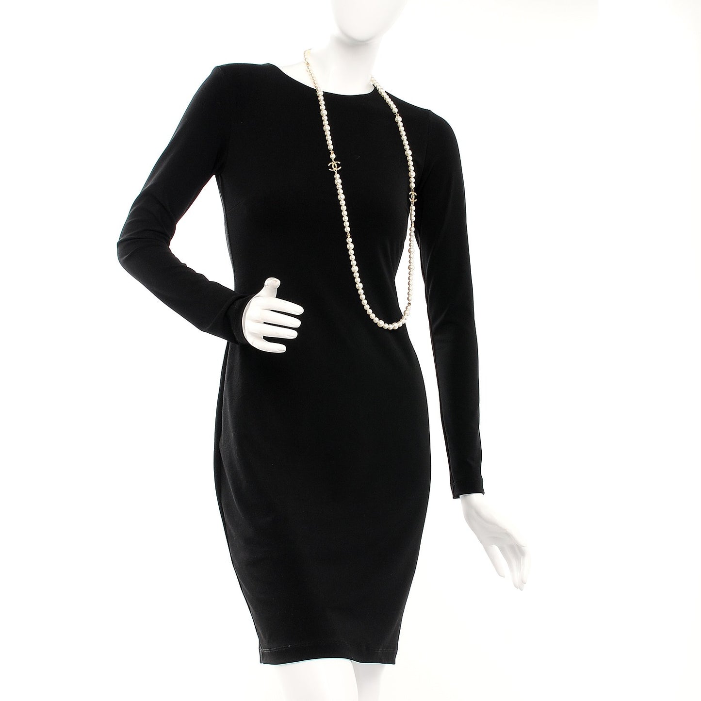 Graduated Pearl Studded CC Star Long Necklace Gold