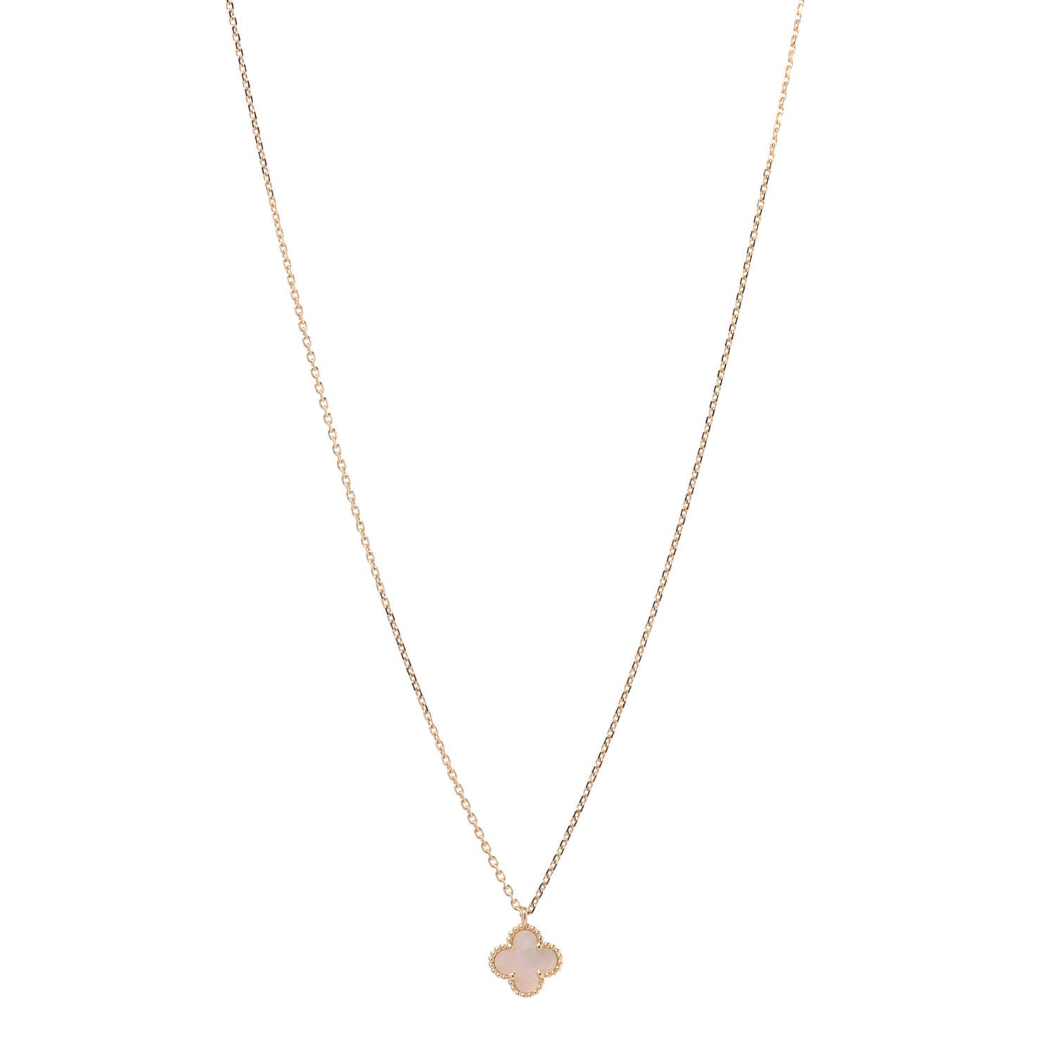 Van Cleef & Arpels 18K Yellow Gold Mother of Pearl Sweet Alhambra Pendant Necklace 1 of 5