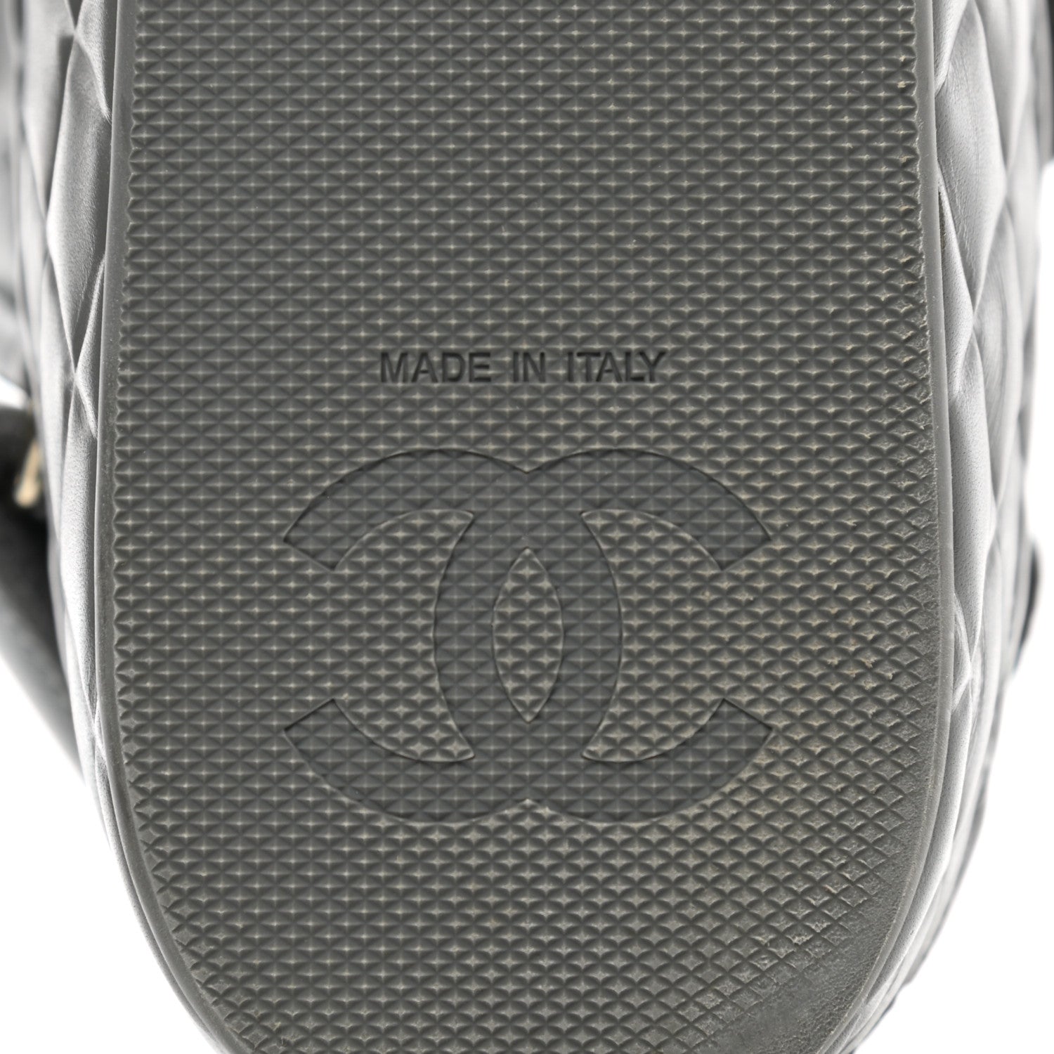 Chanel Shiny Calfskin Logo Platform Sandals 38 Grey 6 of 9