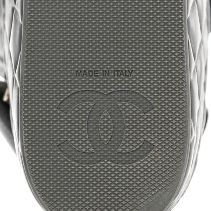 Chanel Shiny Calfskin Logo Platform Sandals 38 Grey 6 of 9