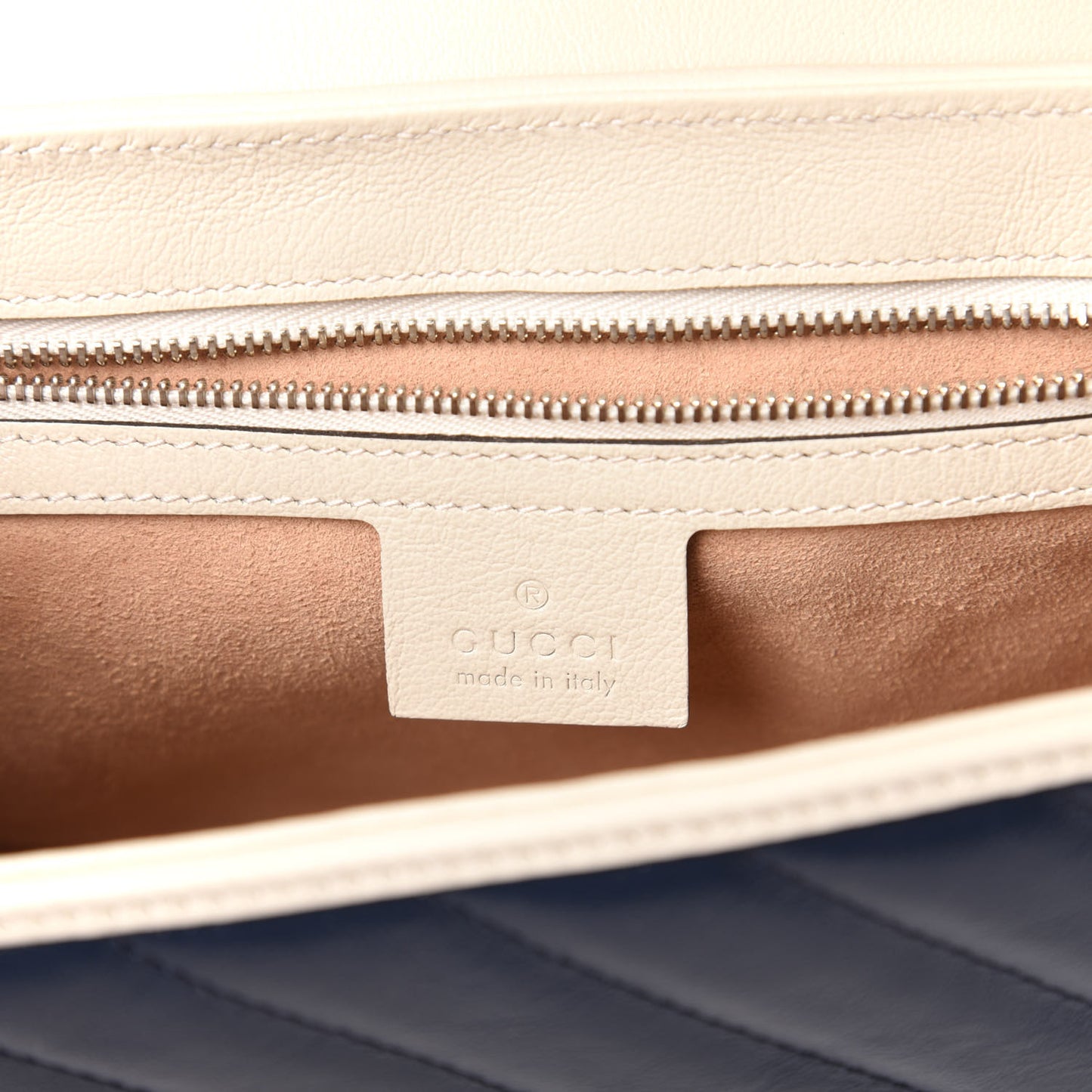 Vintage Effect Calfskin Matelasse Diagonal Small Torchon GG Marmont Shoulder Bag Blue Agata Mystic White