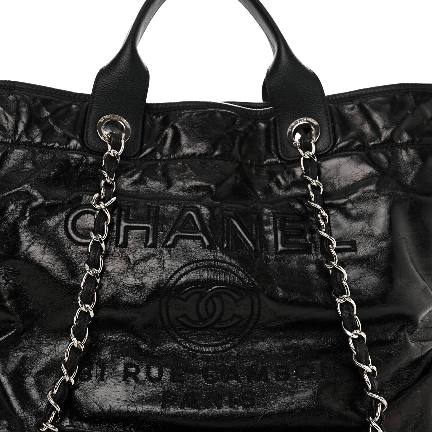 Chanel Glazed Calfskin Medium Deauville Tote Black 9 of 11