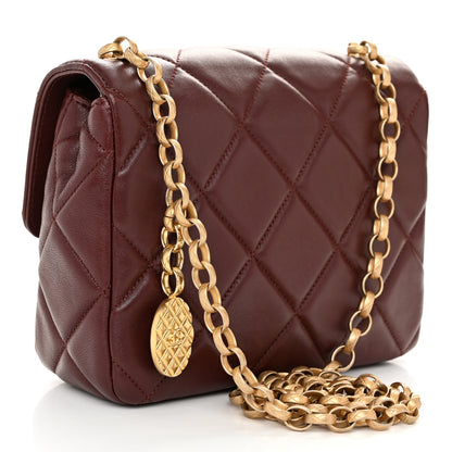 Chanel Lambskin Quilted Mini Logo Square Flap Burgundy 3 of 10