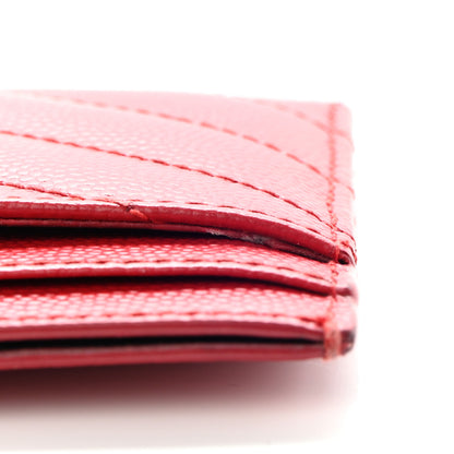 Saint Laurent Grain De Poudre Matelasse Chevron Monogram Credit Card Case New Red 11 of 14