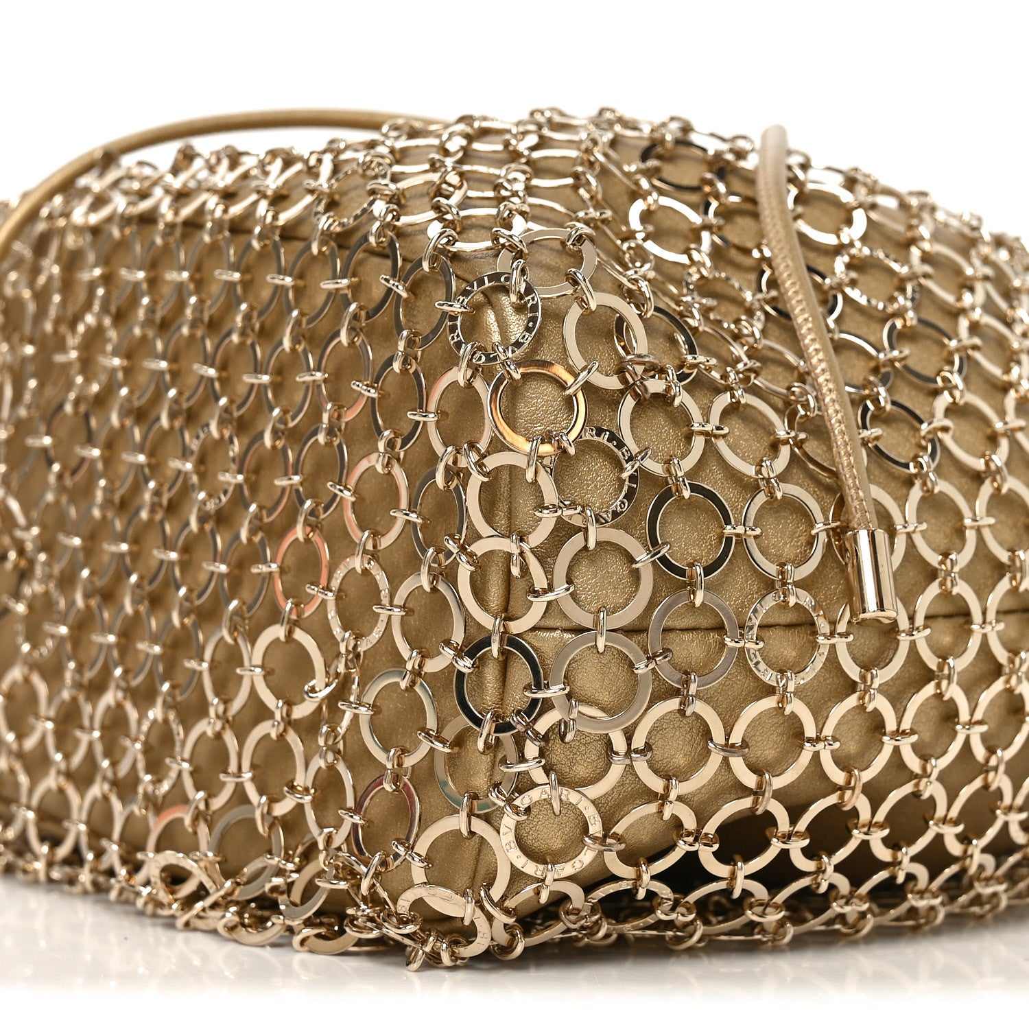 Bulgari Metallic Calfskin Mesh Long Chain Bucket Bag Gold 8 of 8