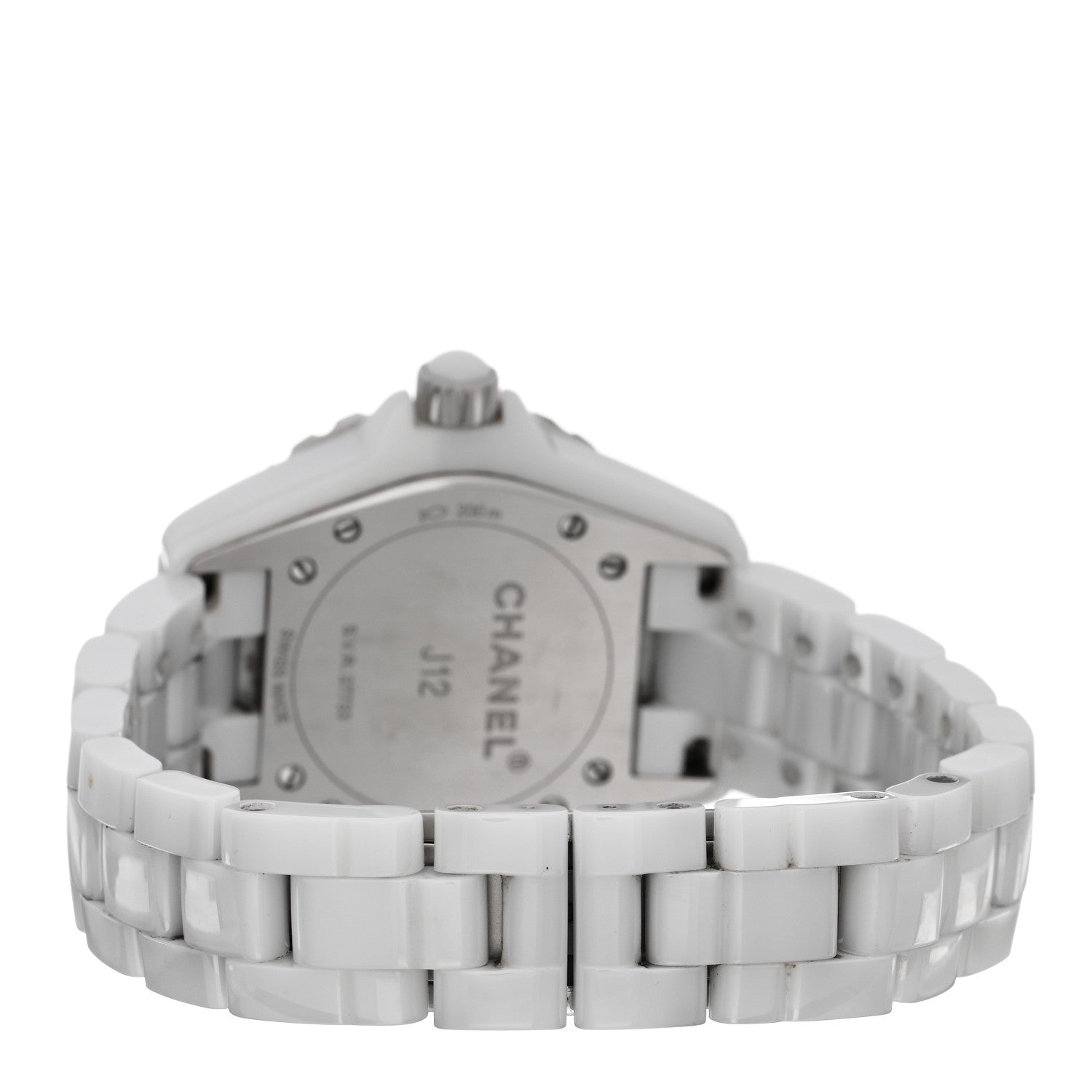Chanel Stainless Steel Ceramic Diamond 33mm J12 Quartz Watch White 3 of 4
