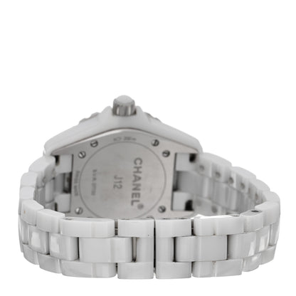 Chanel Stainless Steel Ceramic Diamond 33mm J12 Quartz Watch White 3 of 4
