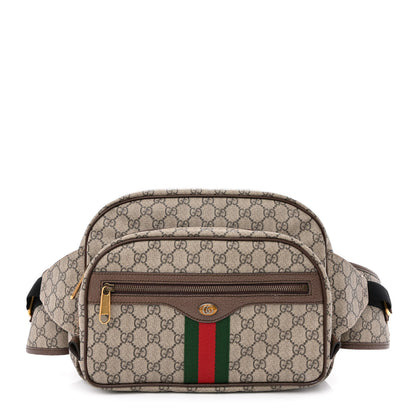 Gucci Soft GG Supreme Monogram Textured Dollar Calfskin Web Ophidia Pouch Pocket Belt Bag 95 38 Beige Ebony New Acero Black 1 of 13