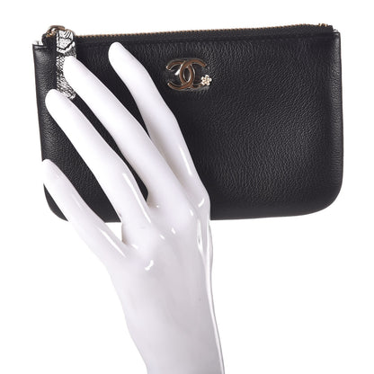 Chanel Goatskin Small CC Clover Cosmetic Case Black 2 of 8