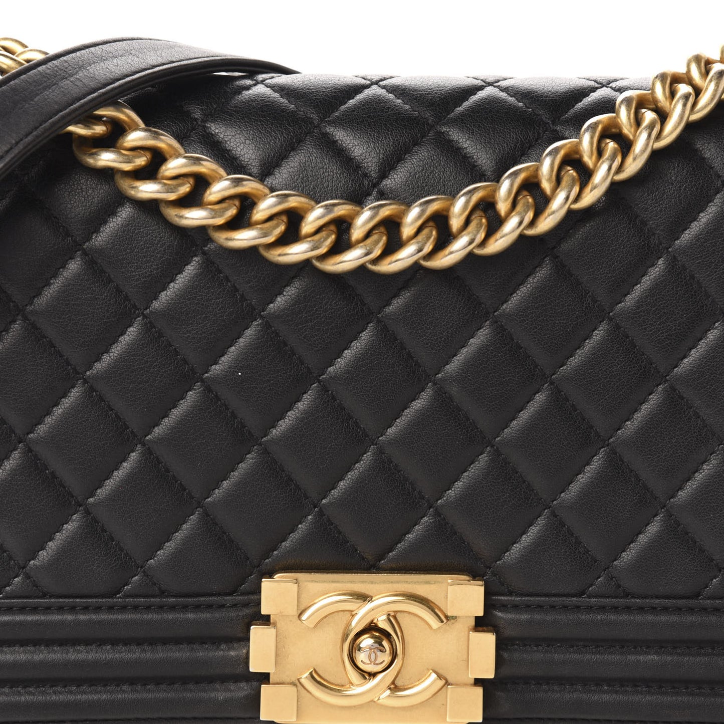 Calfskin Quilted Medium Boy Flap Black