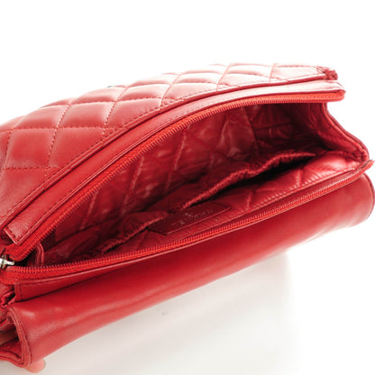 Chanel Lambskin Quilted Flap Cosmetic Case Red 6 of 8