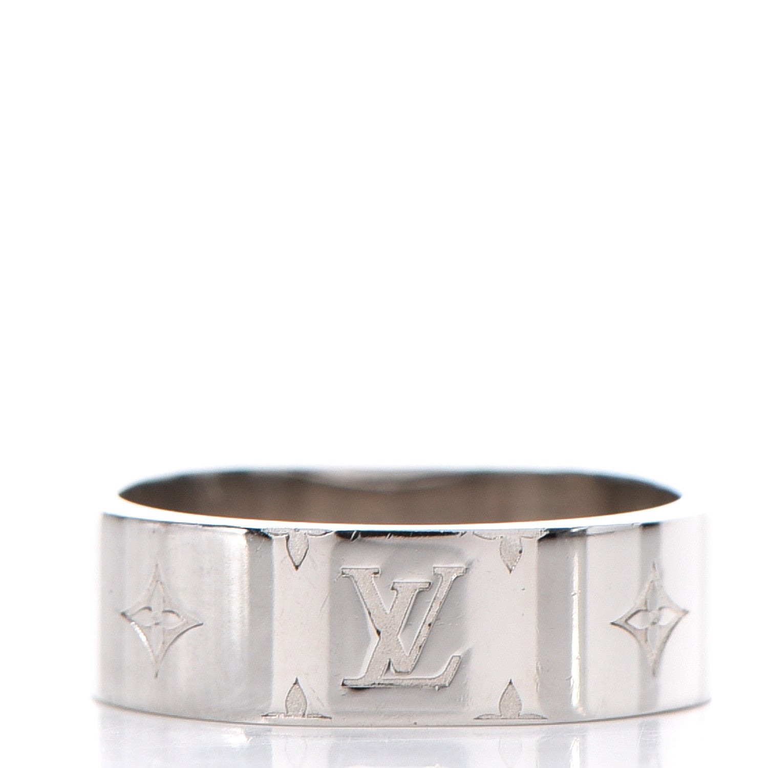 Louis Vuitton Brass Monogram Engraved Nanogram Ring M Palladium 2 of 4