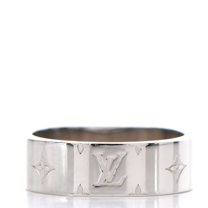 Louis Vuitton Brass Monogram Engraved Nanogram Ring M Palladium 2 of 4
