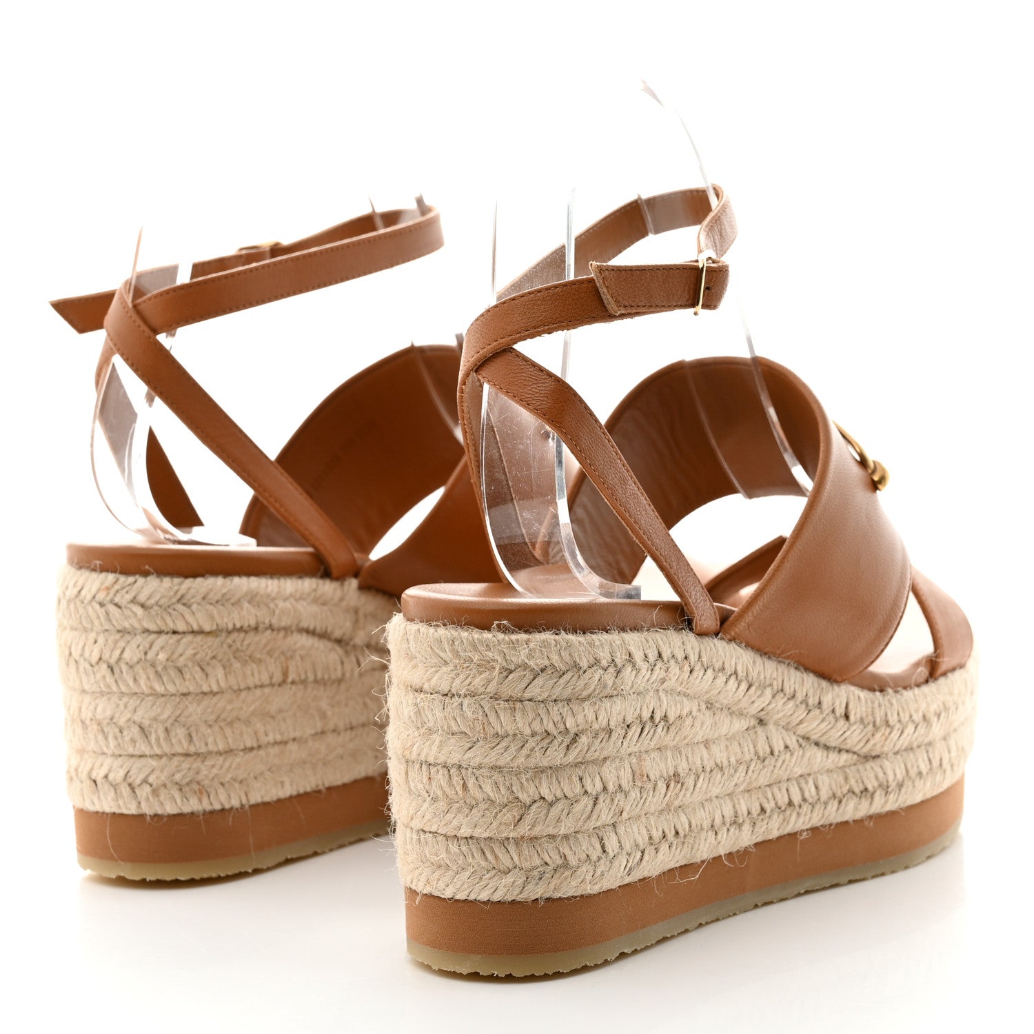 Hermes Goatskin Elise Espadrille Wedge Sandals 38 Beige Dore 4 of 9