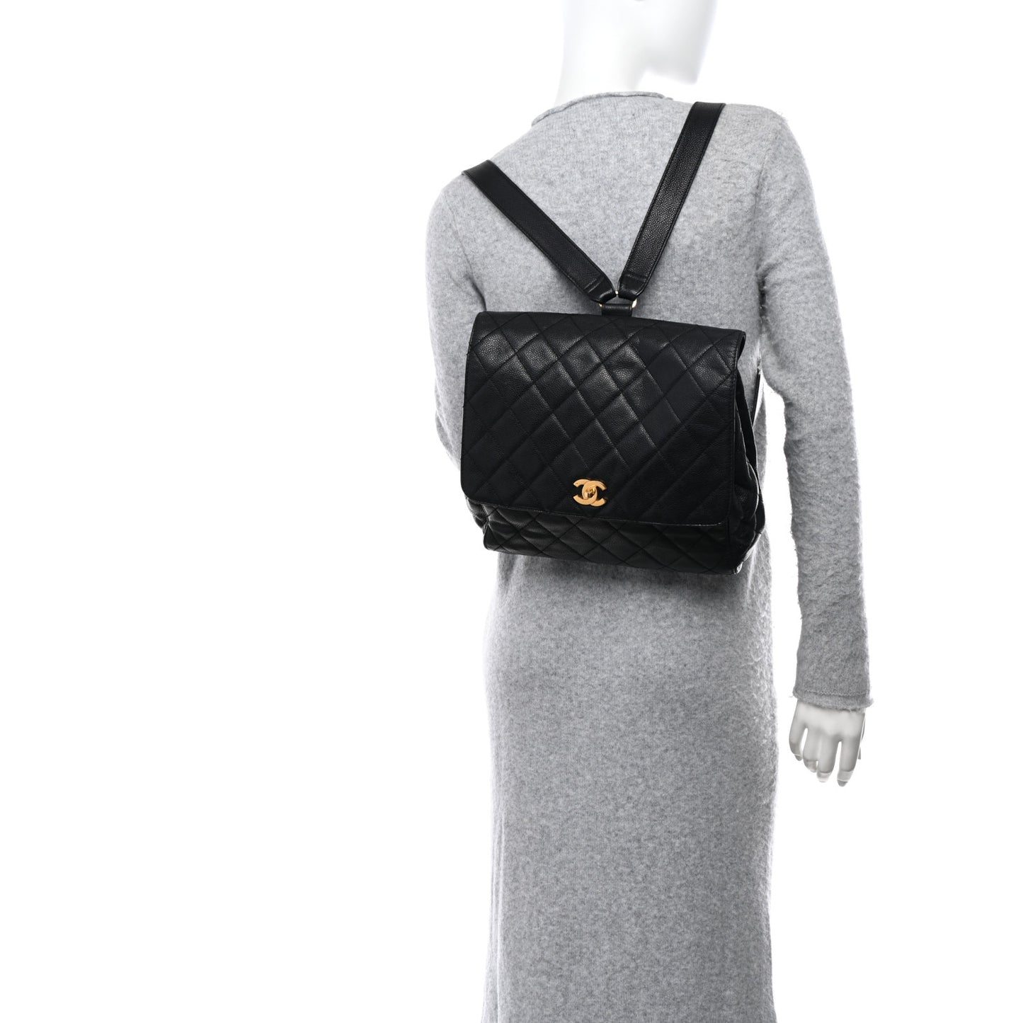 Caviar Quilted Backpack Black
