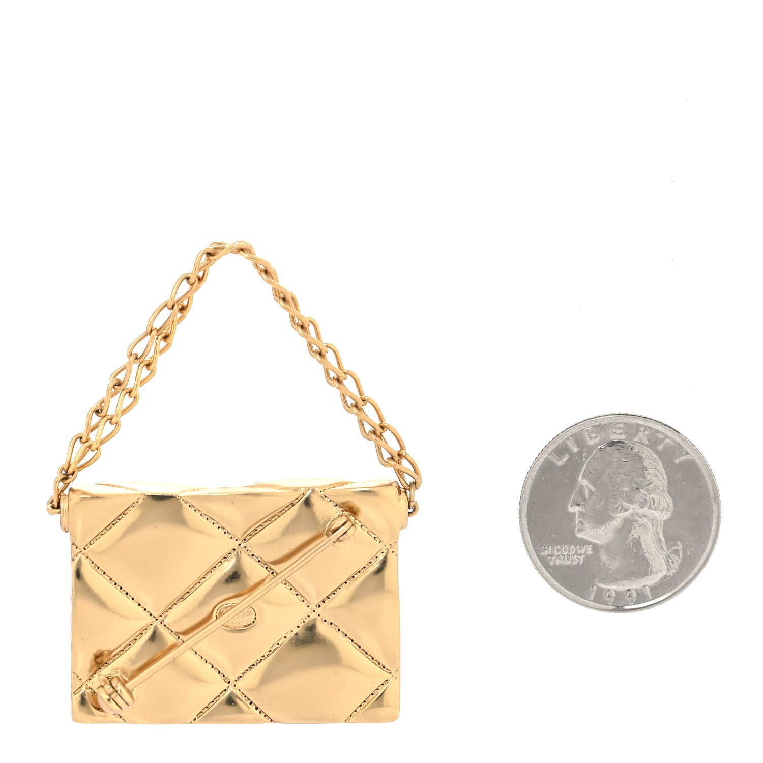 Chanel Quilted Flap Bag Brooch Gold 5 of 6