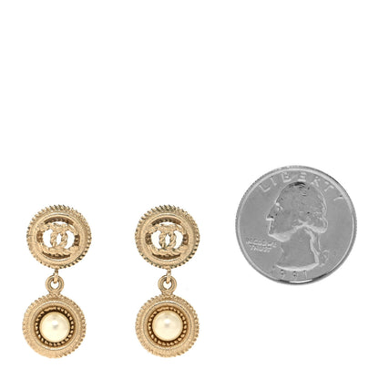 Chanel Pearl CC Dangle Earrings Gold 2 of 5
