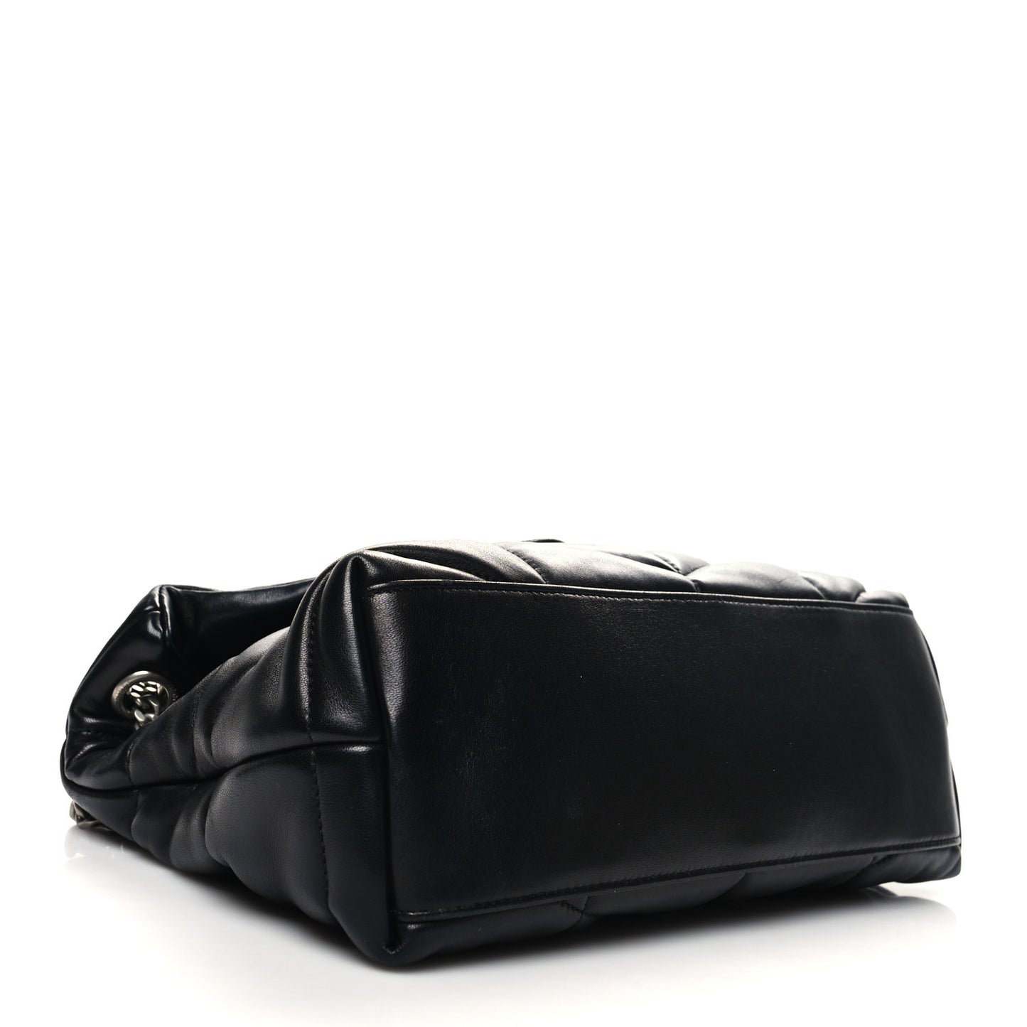 Lambskin Quilted Small Loulou Puffer Monogram Chain Satchel Black