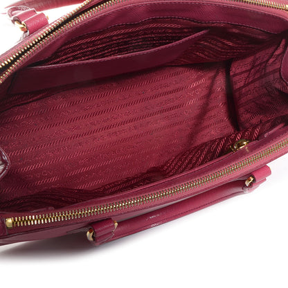 Prada Saffiano Lux Small Double Zip Tote Peonia 5 of 10