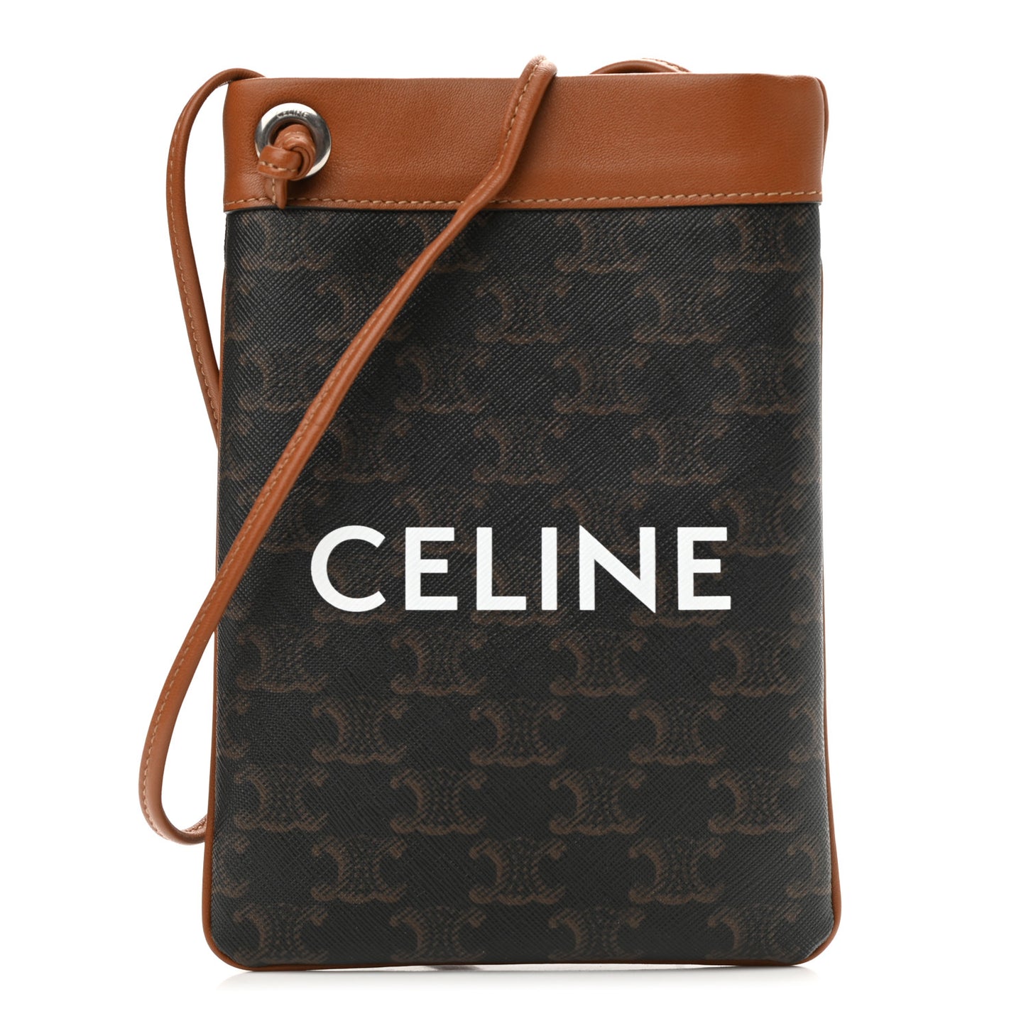 Triomphe Canvas Calfskin Mini Poche Bag Tan