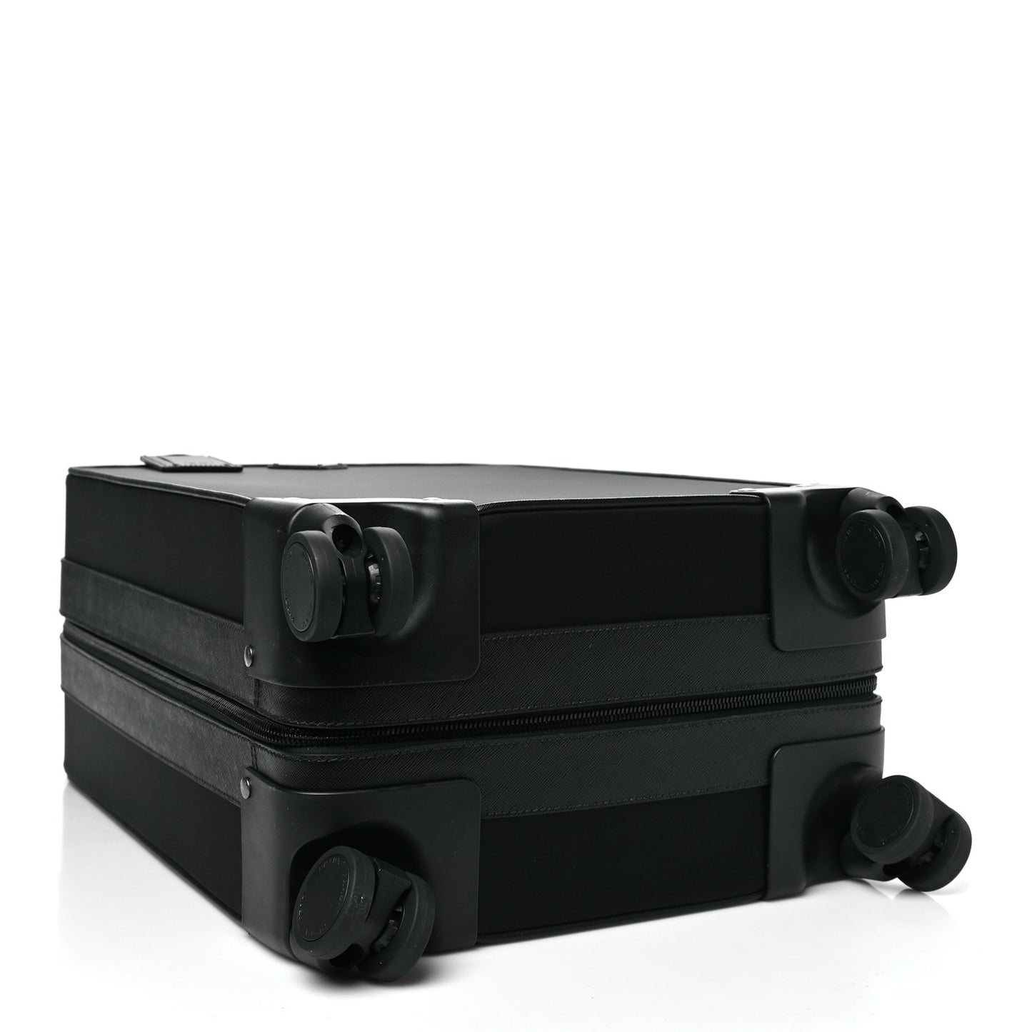 Tessuto Nylon Saffiano Trolley Luggage Black