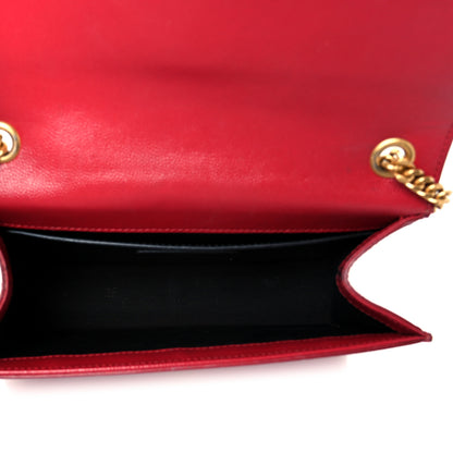 Saint Laurent Grain De Poudre Small Deconstructed Monogram Kate Satchel Red 5 of 11