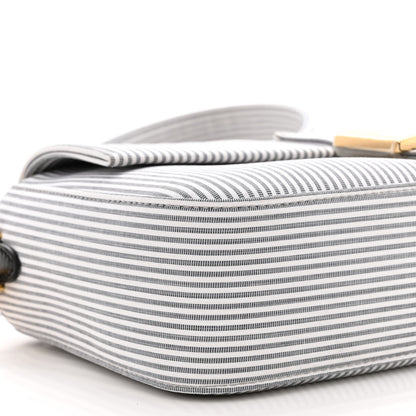 Fendi Cotton Cuoio Bretagna Striped Baguette Grigio White Black 10 of 12