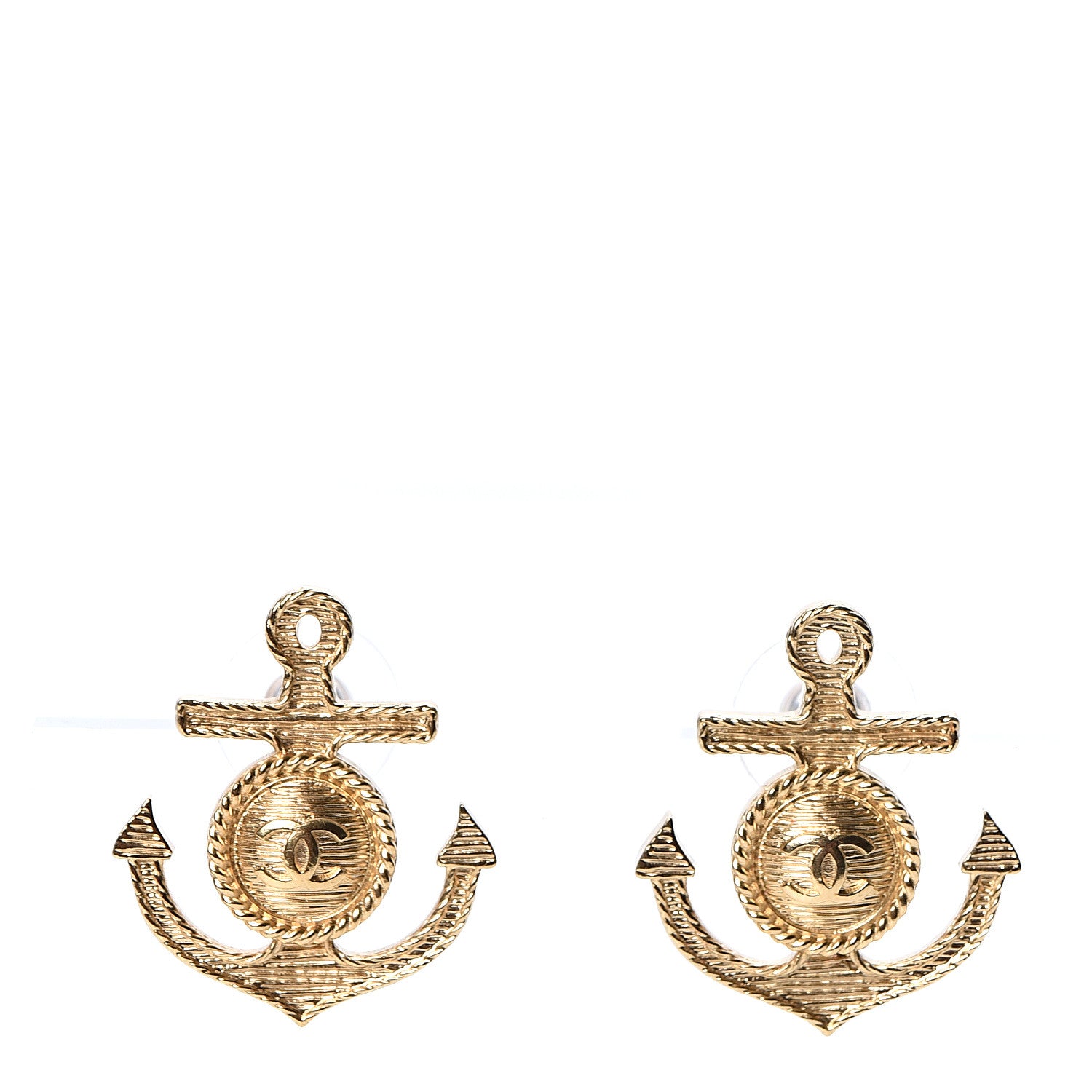 Chanel Metal Anchor CC Earrings Gold 1 of 4