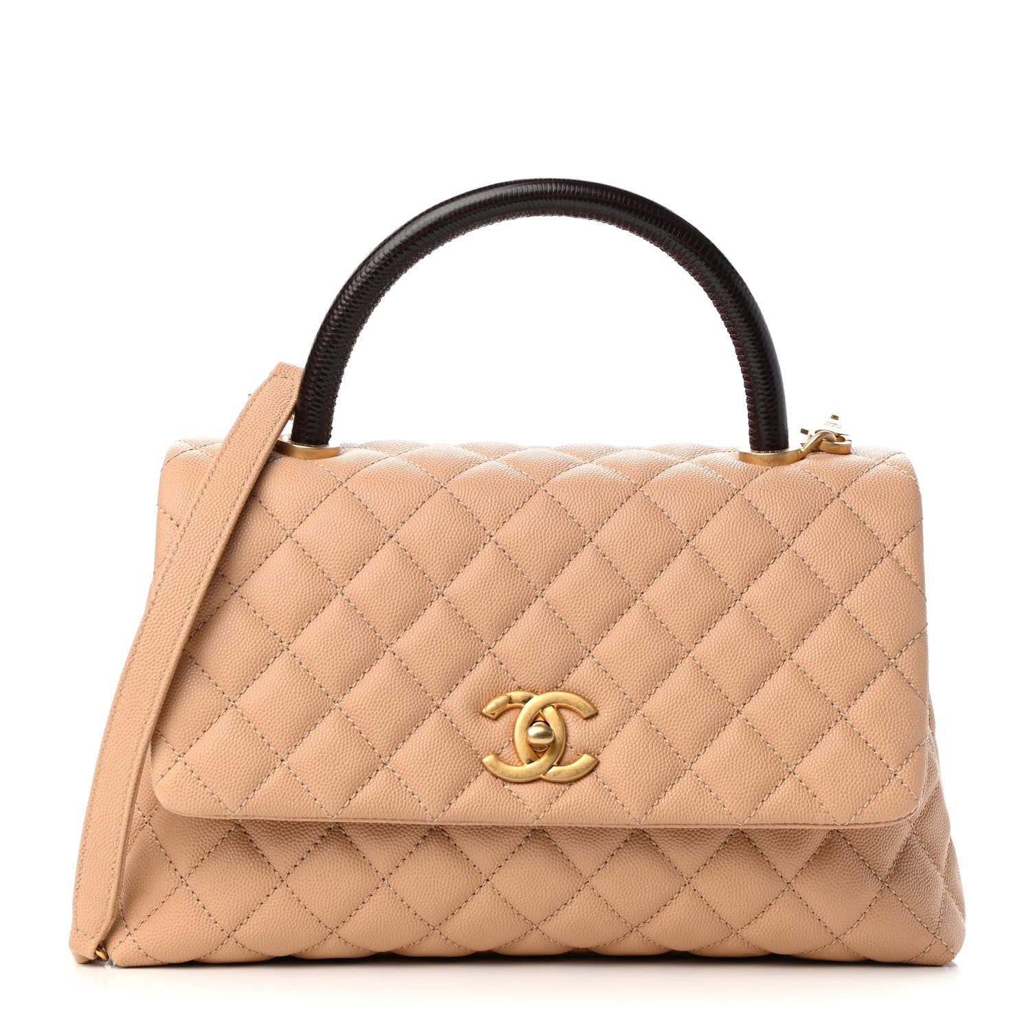 Chanel Caviar Lizard Embossed Quilted Small Coco Handle Flap Beige 1 of 9