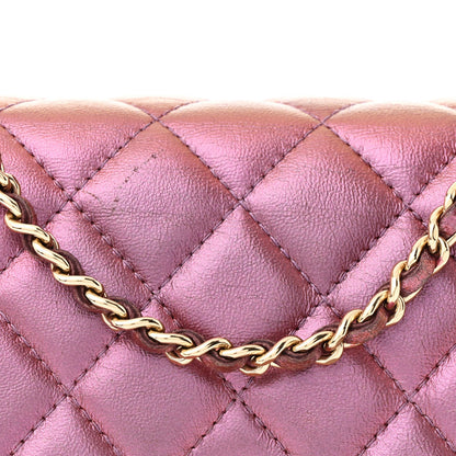 Chanel Iridescent Lambskin Quilted Wallet On Chain WOC Purple 9 of 13