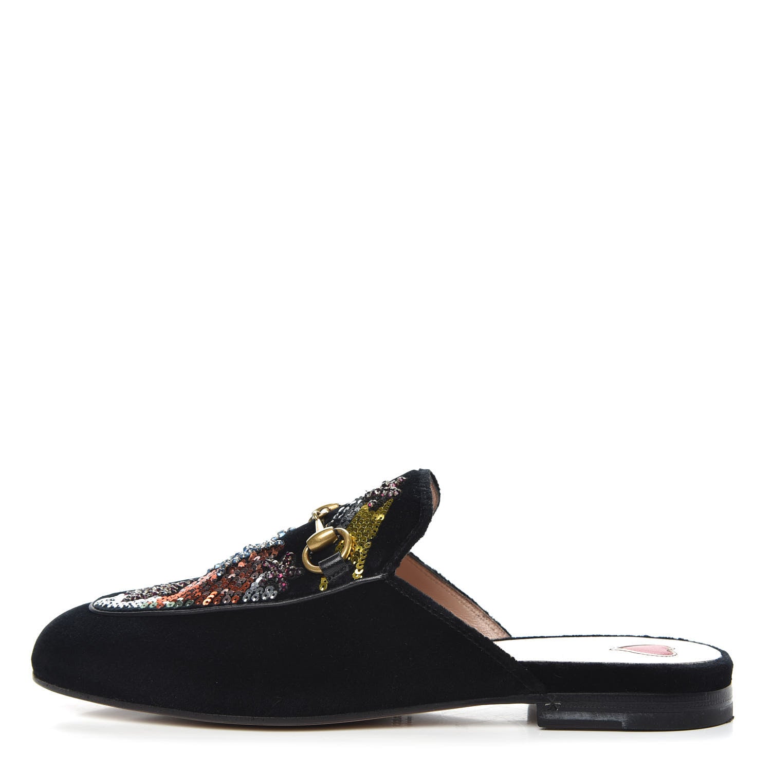 Gucci Velvet Star Embroidered Womens Princetown Slippers 36 Black 1 of 10