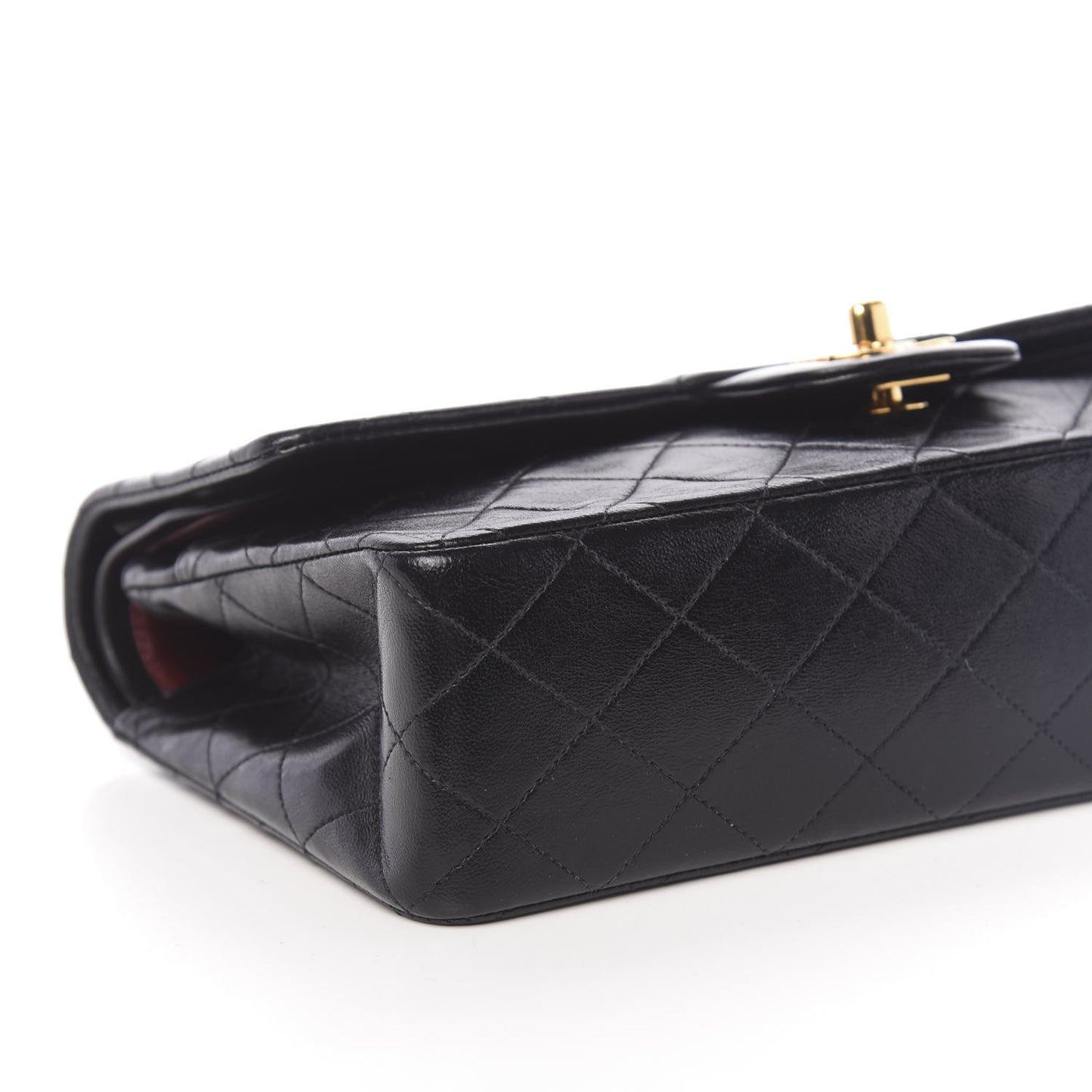 Lambskin Quilted Medium Double Flap Black