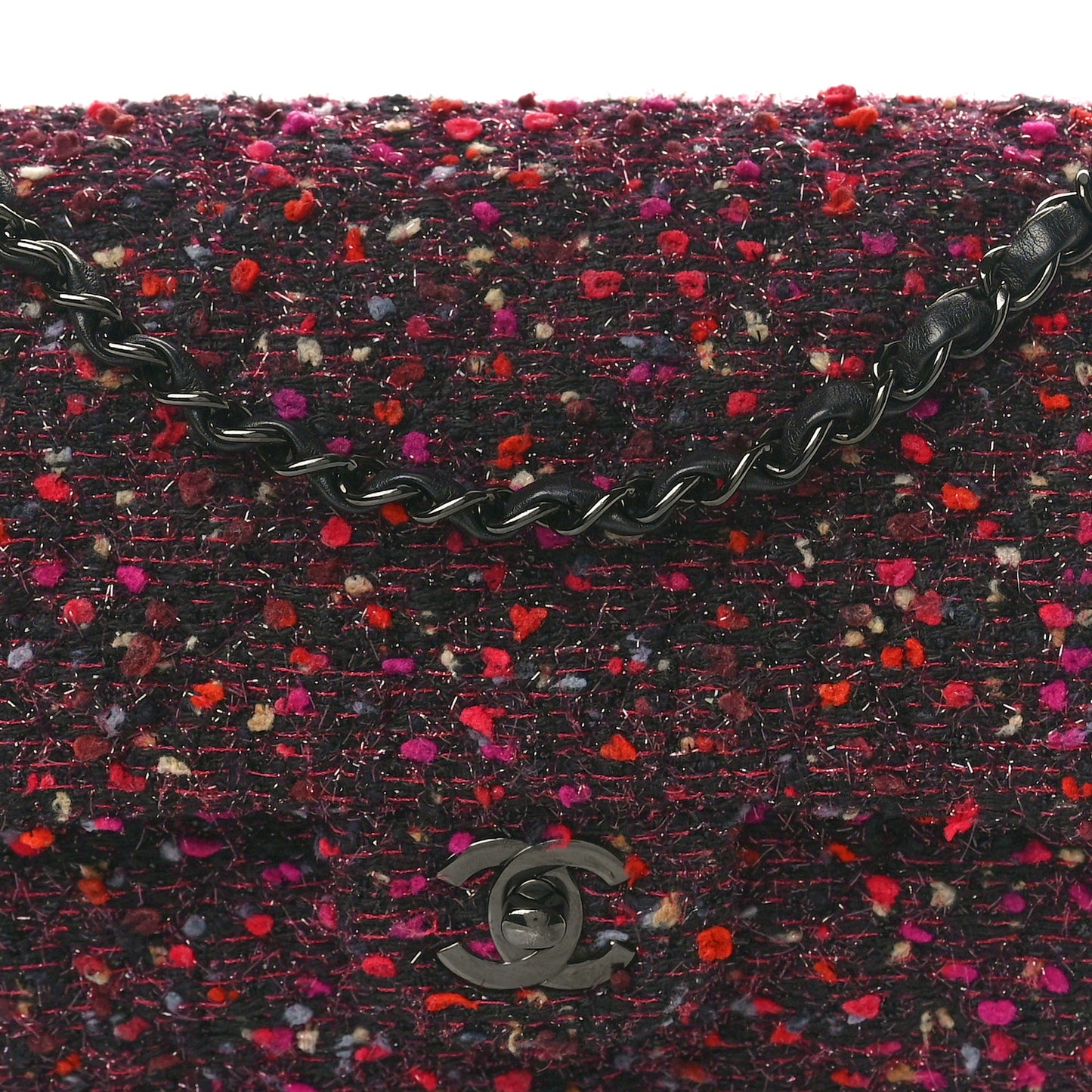 Tweed Quilted Medium Double Flap Multicolor