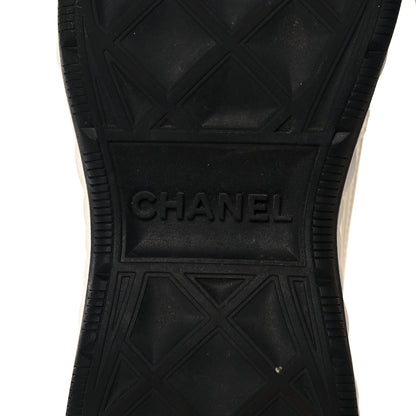 Chanel Velvet Calfskin Mixed Fibers CC Sneakers 36.5 Ivory Black 6 of 8