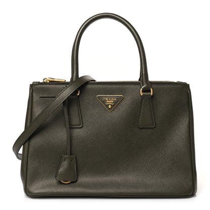 Prada Saffiano Small Galleria Double Zip Tote Militare 1 of 11