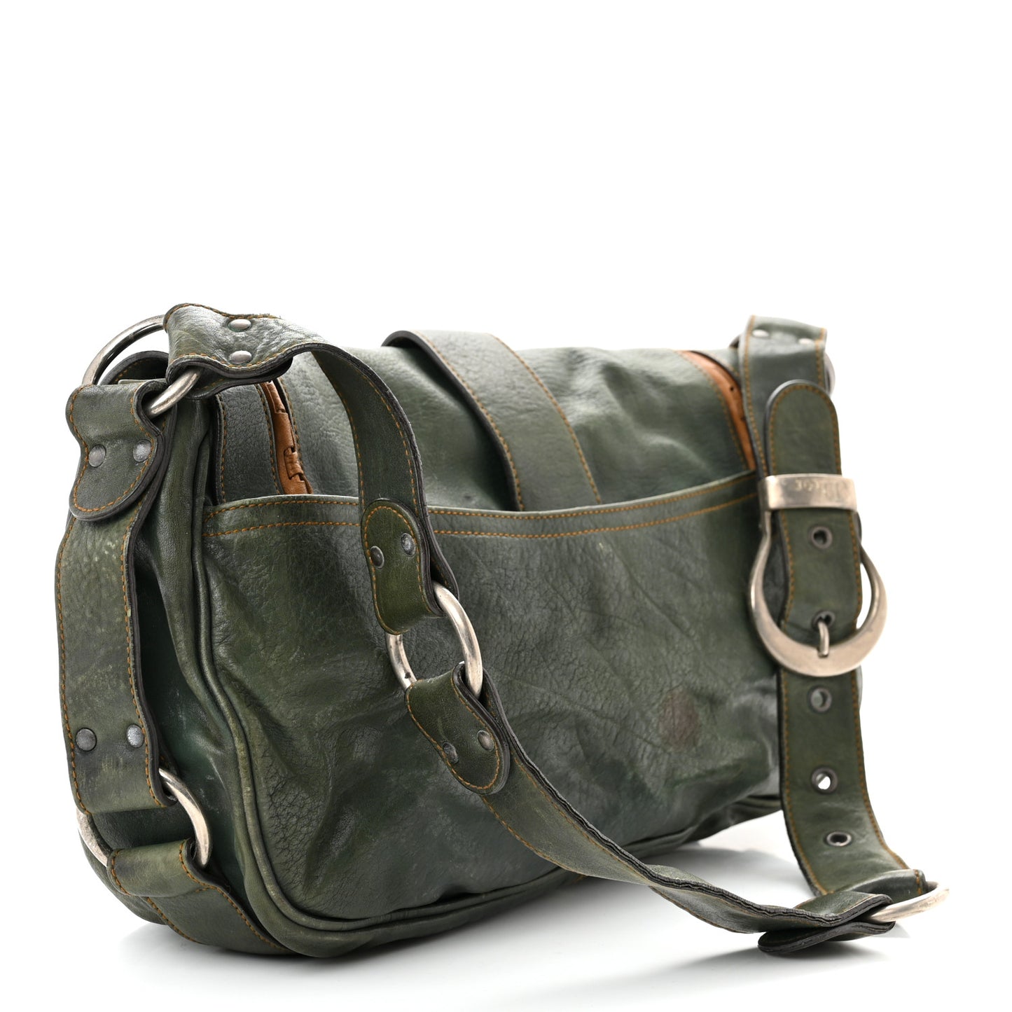 Calfskin Medium Gaucho Double Saddle Bag Green