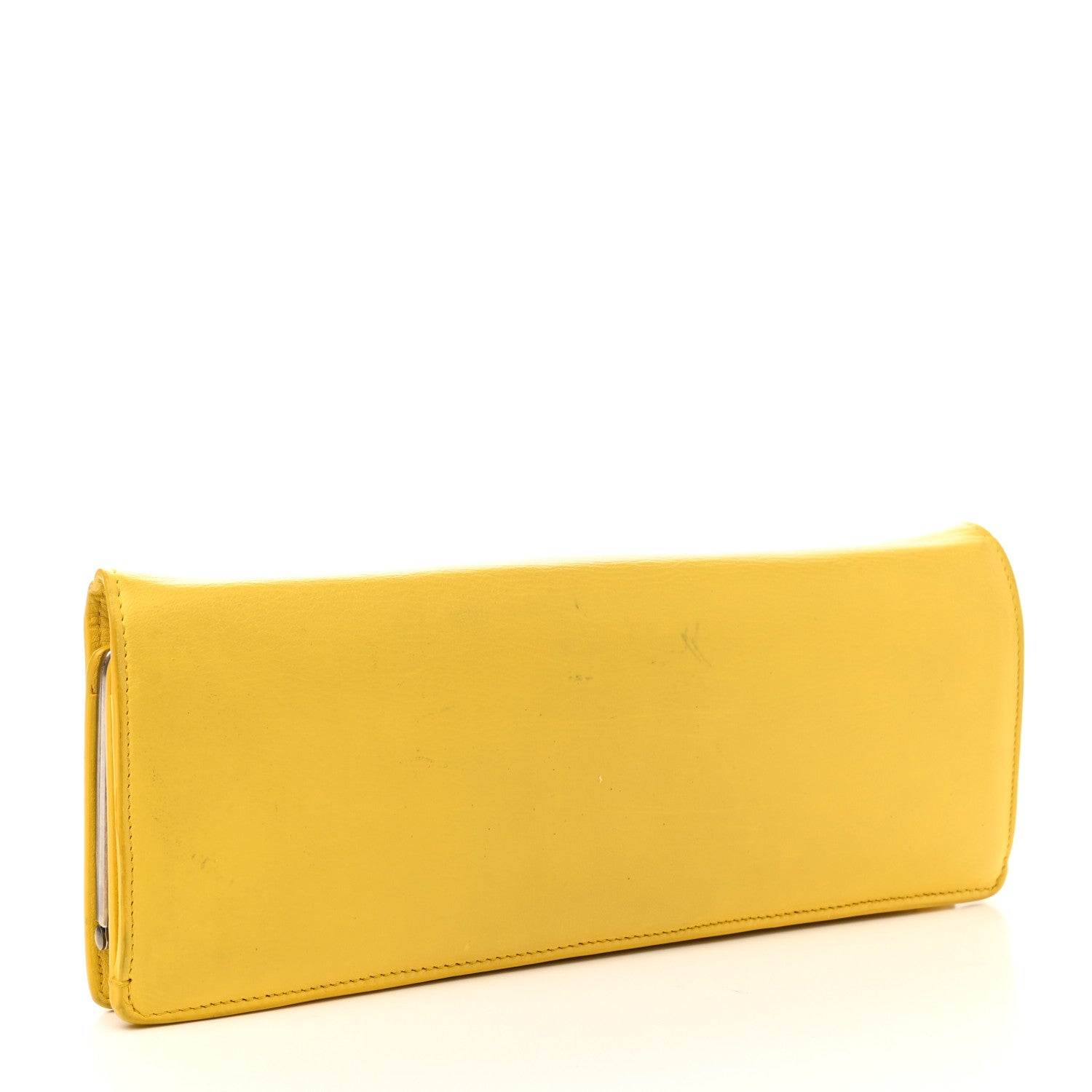 Balenciaga Calfskin Papier Wand Clutch Yellow 3 of 10