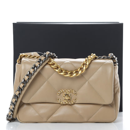 Chanel Lambskin Quilted Medium Chanel 19 Flap Beige 11 of 11