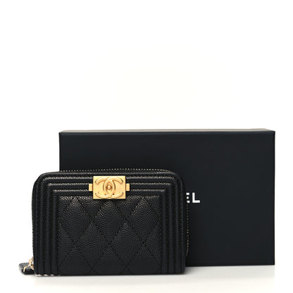 Chanel Caviar Quilted Boy Zip Around Coin Purse Wallet Black 11 of 11