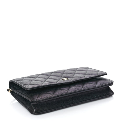 Chanel Iridescent Caviar Quilted Wallet On Chain WOC Black 4 of 11