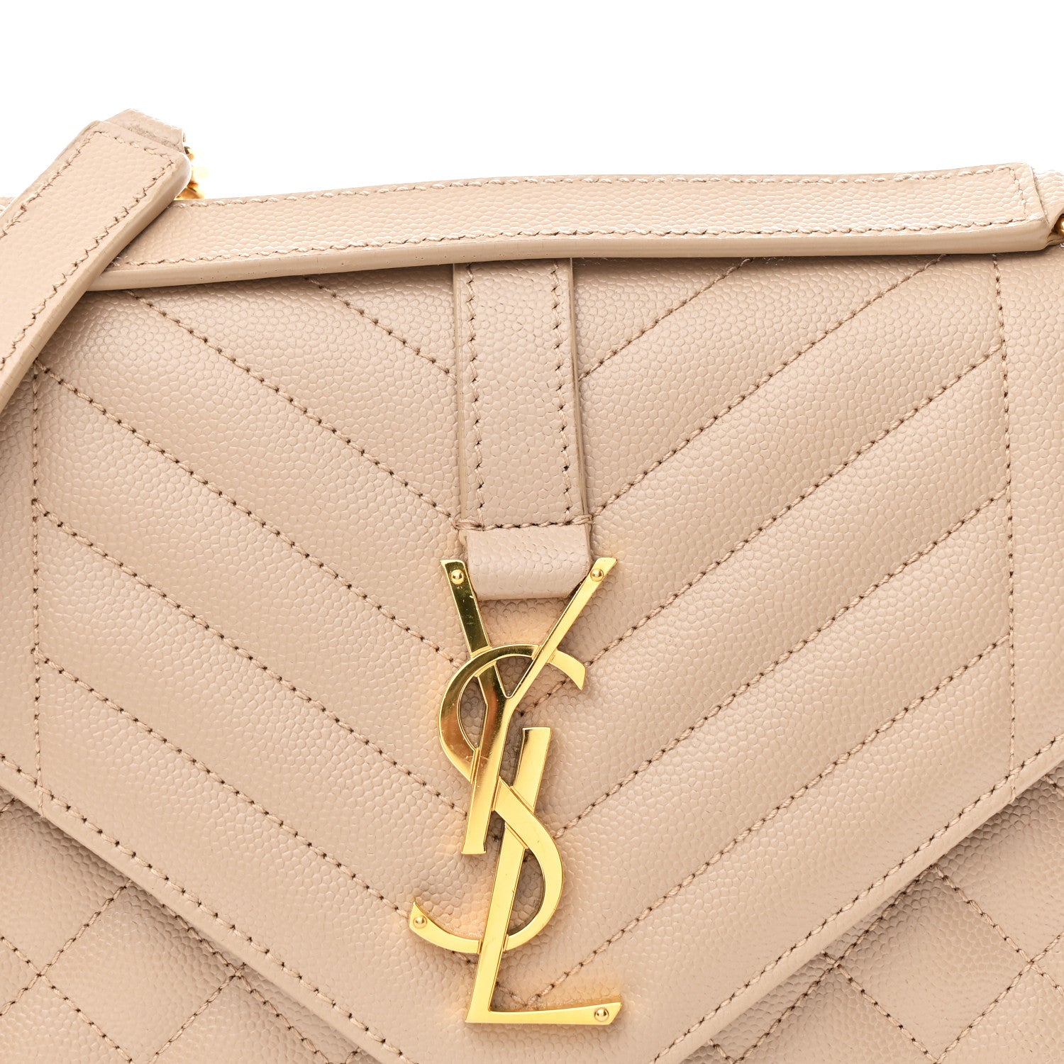 Saint Laurent Grain De Poudre Textured Mixed Matelasse Medium Triquilt Monogram Satchel Dark Beige 8 of 10