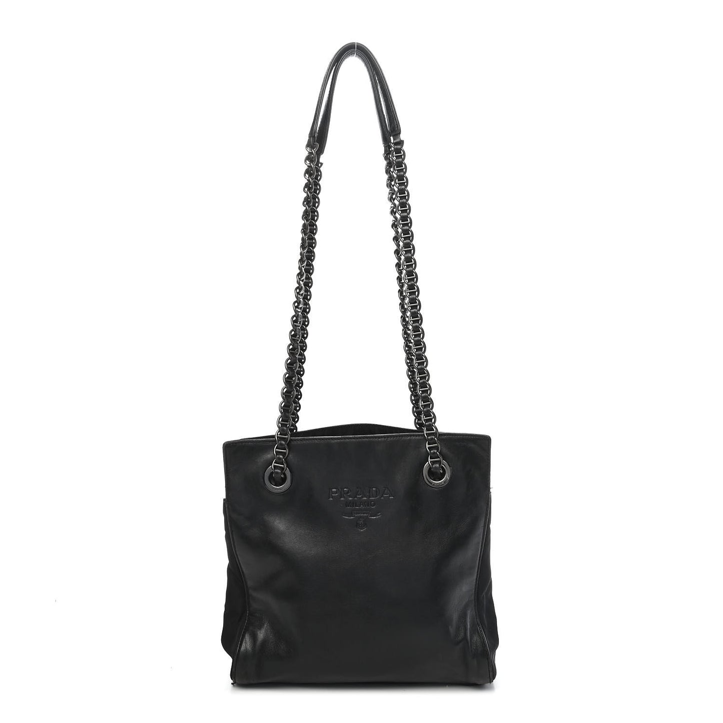 Nappa Nylon Chain Tote Black